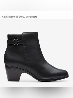 NWT Clarks Women's Collection Black Emily 2 Belle Boots, Size 8 Wide